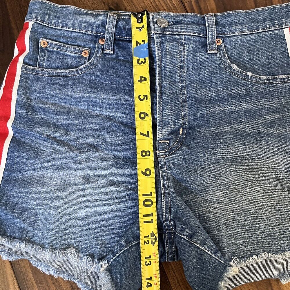 Gap 1969 High Rise Cut-Off Denim Shorts Stripe Sides Size 29 - Picture 9 of 11